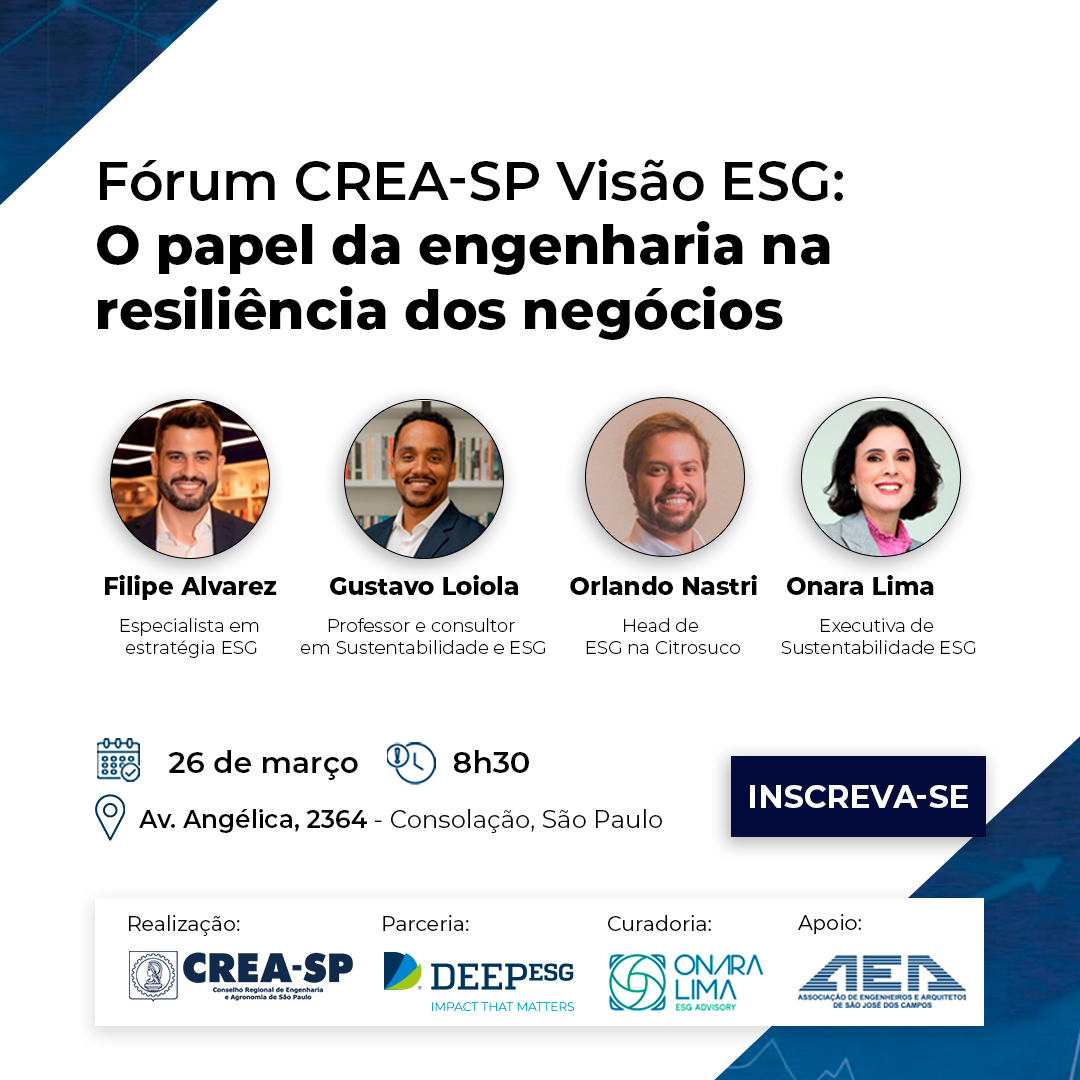 Fórum CREA-SP Visão ESG: o papel da engenharia na resiliência dos negócios